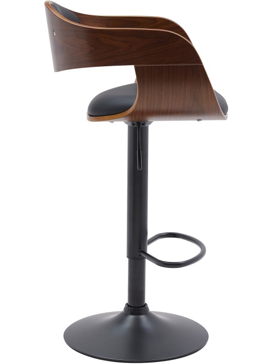 Tabouret de bar Kingston B simili cuir, noyer/noir
