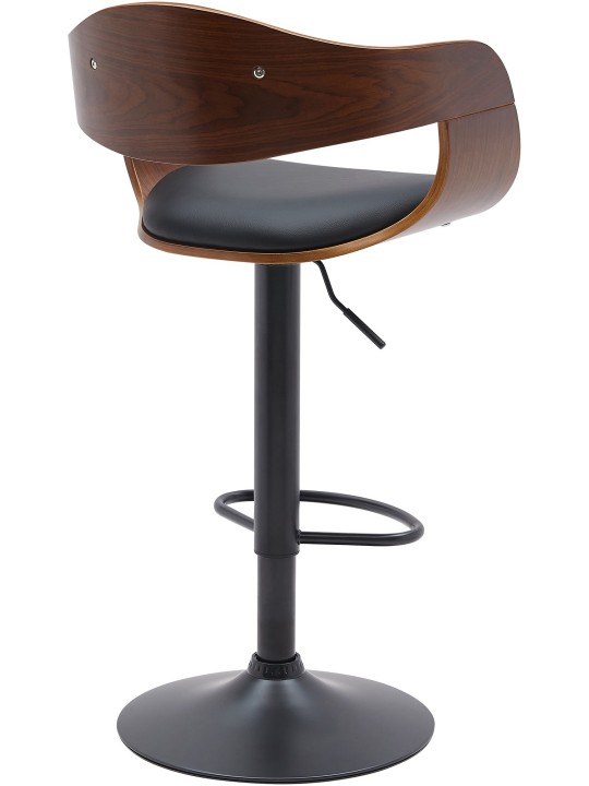 Tabouret de bar Kingston B simili cuir, noyer/noir