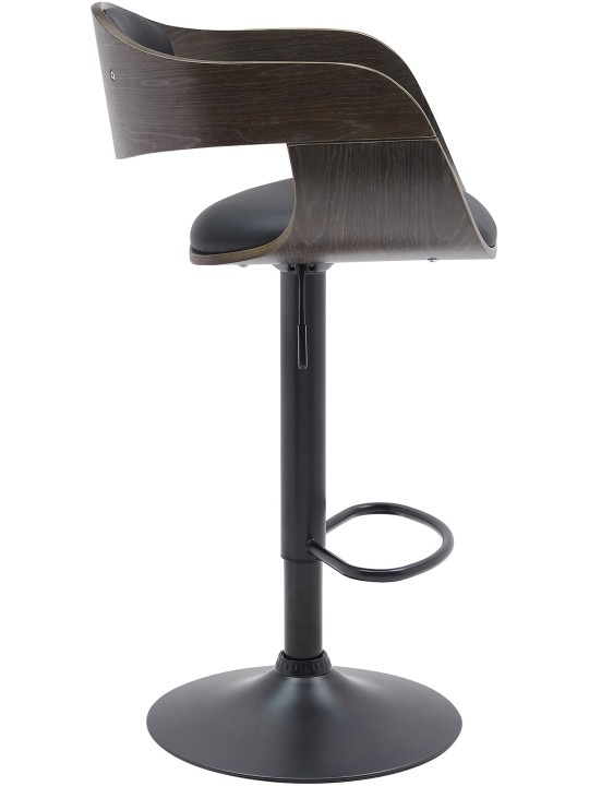 Tabouret de bar Kingston B simili cuir, noir/gris