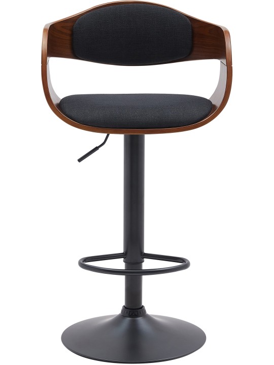 Tabouret de bar Kingston B tissu, noyer/noir