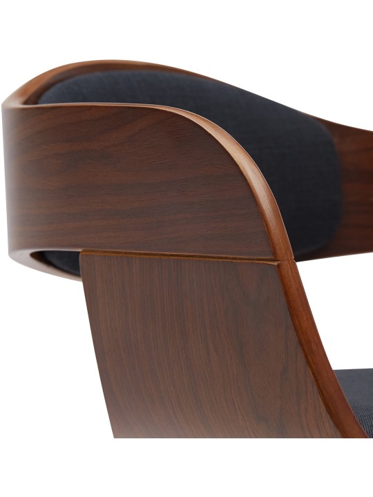 Tabouret de bar Kingston B tissu, noyer/noir