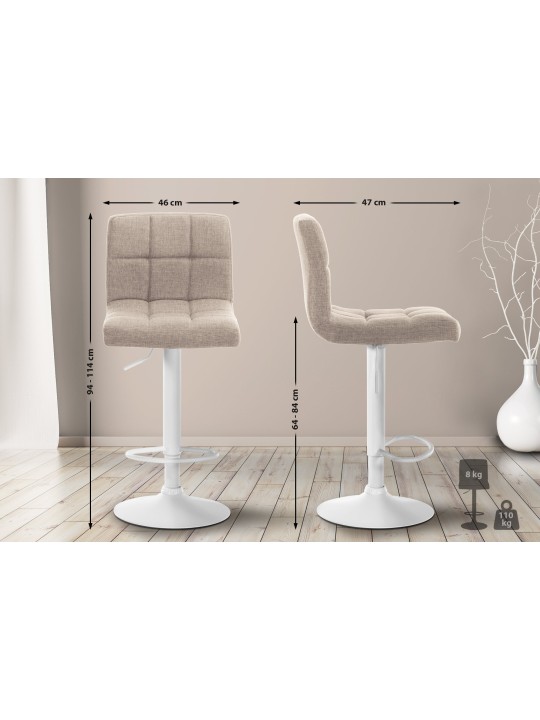 Tabouret de bar Calma tissu, crème