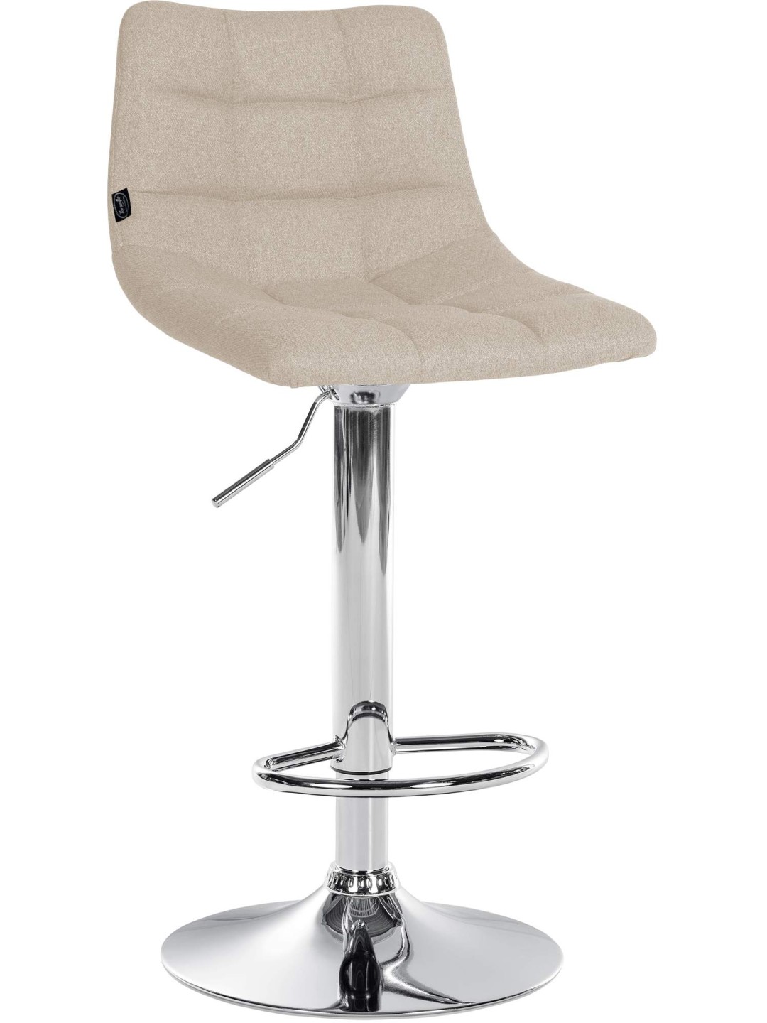 Tabouret de bar Jerry tissu chrome, crème