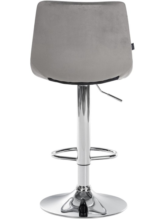 Tabouret de Bar Jerry Velours Chrome, gris
