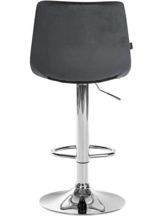 Tabouret de Bar Jerry Velours Chrome, gris foncé
