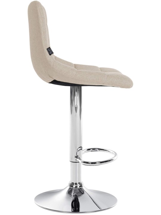 Tabouret de bar Jerry tissu chrome, crème