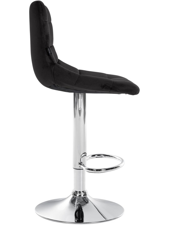 Tabouret de Bar Jerry Velours Chrome, noir
