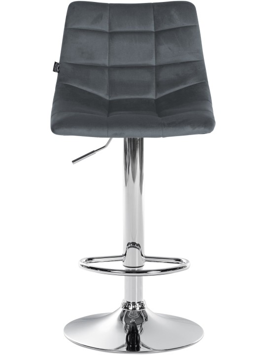 Tabouret de Bar Jerry Velours Chrome, gris foncé