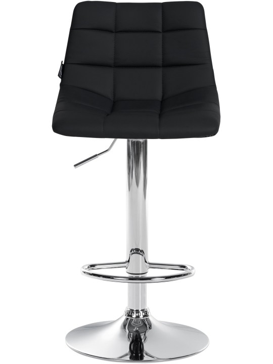 Tabouret de bar Jerry simili cuir chromé, noir