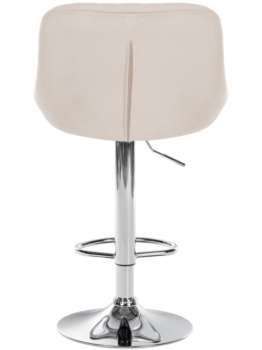 Tabouret de bar Lazio velours chrome, crème
