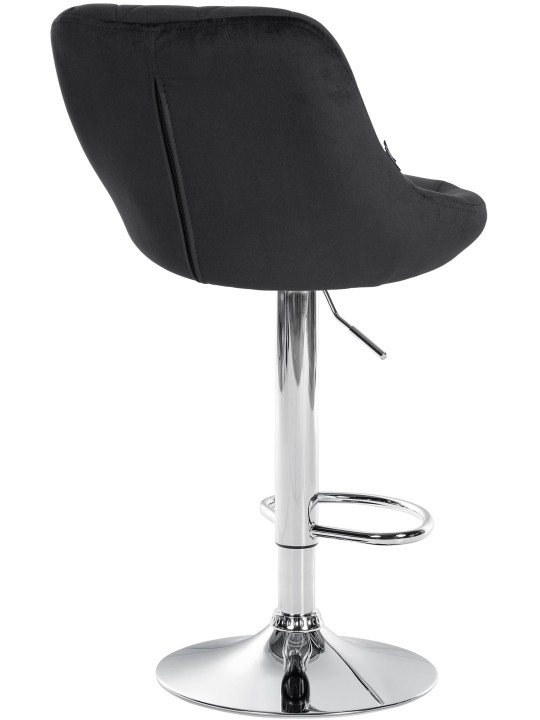 Tabouret de bar Lazio velours chrome, noir