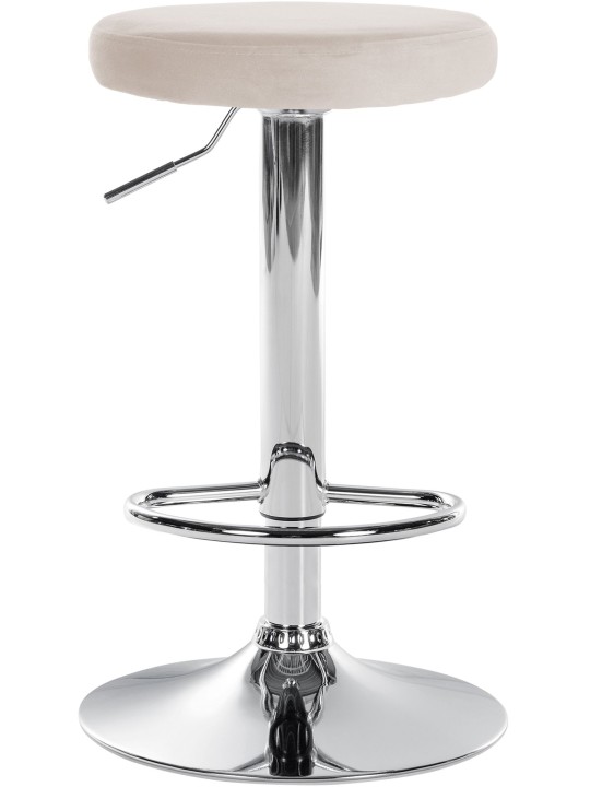 Tabouret de bar Ponte velours chrome, crème