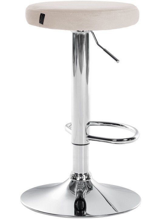 Tabouret de bar Ponte velours chrome, crème