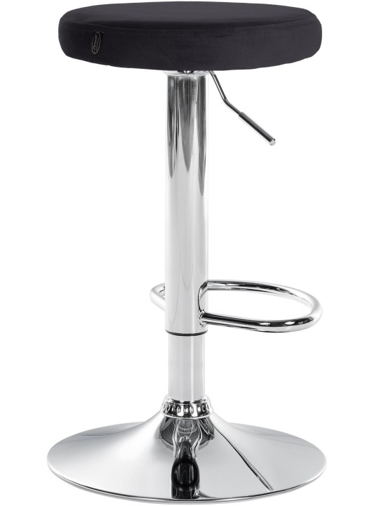 Tabouret de bar Ponte velours chrome, noir