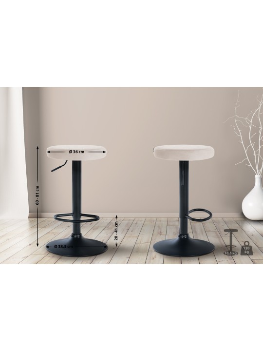 Tabouret de bar Velours Ponte, crème Tabouret de bar Velours Ponte, crème