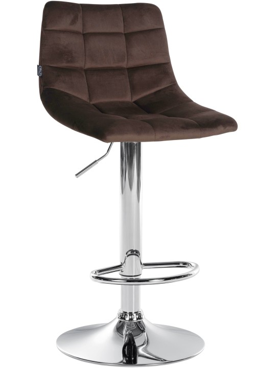 Lot de 2 tabourets de bar Jerry velours chrome, brun Lot de 2 tabourets de bar Jerry velours chrome, brun