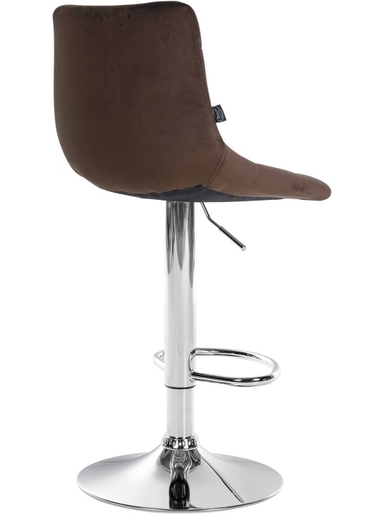 Lot de 2 tabourets de bar Jerry velours chrome, brun Lot de 2 tabourets de bar Jerry velours chrome, brun