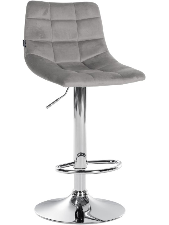 Lot de 2 tabourets de bar Jerry velours chrome, gris