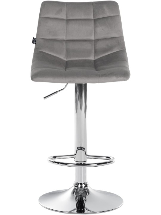 Lot de 2 tabourets de bar Jerry velours chrome, gris
