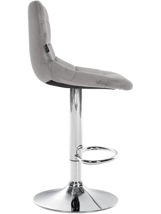 Lot de 2 tabourets de bar Jerry velours chrome, gris