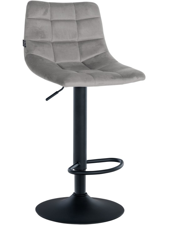 Lot de 2 tabourets de bar Jerry velours, gris