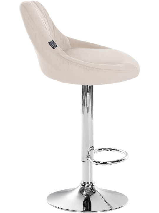 Lot de 2 tabourets de bar Lazio velours chrome, crème