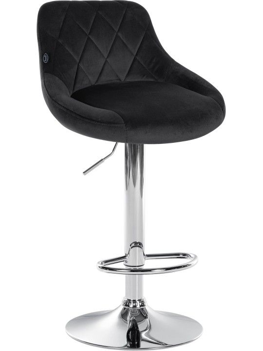 Lot de 2 tabourets de bar Lazio velours chrome, noir Lot de 2 tabourets de bar Lazio velours chrome, noir