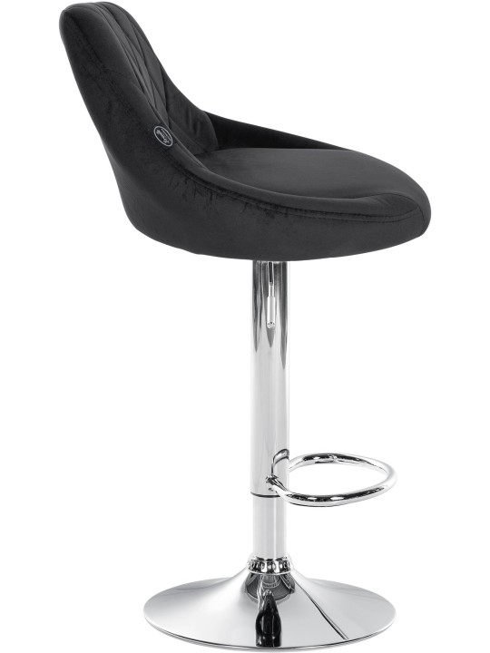 Lot de 2 tabourets de bar Lazio velours chrome, noir Lot de 2 tabourets de bar Lazio velours chrome, noir