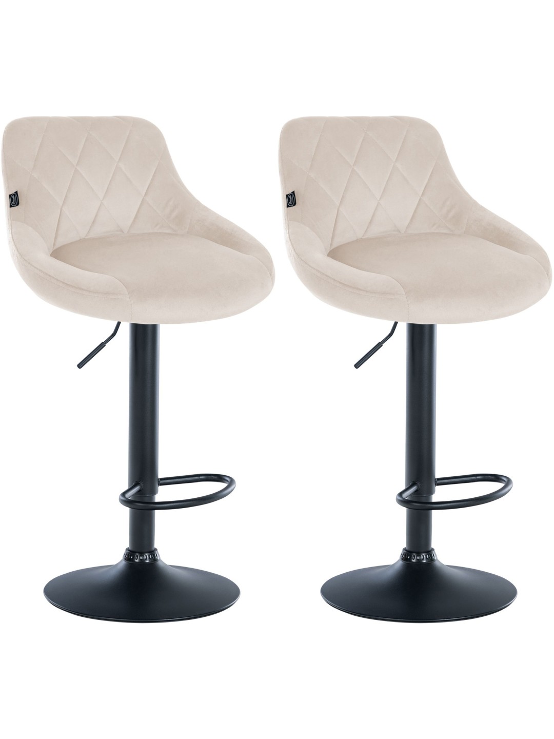 Lot de 2 tabourets de bar Lazio velours, crème