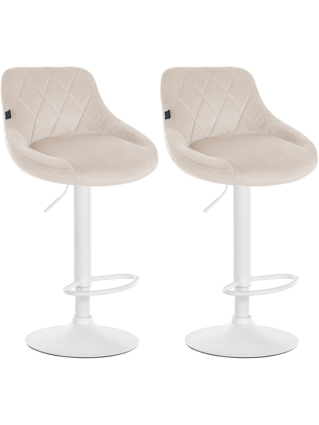 Lot de 2 tabourets de bar Lazio velours, crème