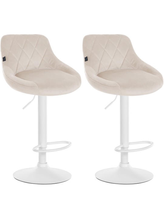 Lot de 2 tabourets de bar Lazio velours, crème Lot de 2 tabourets de bar Lazio velours, crème