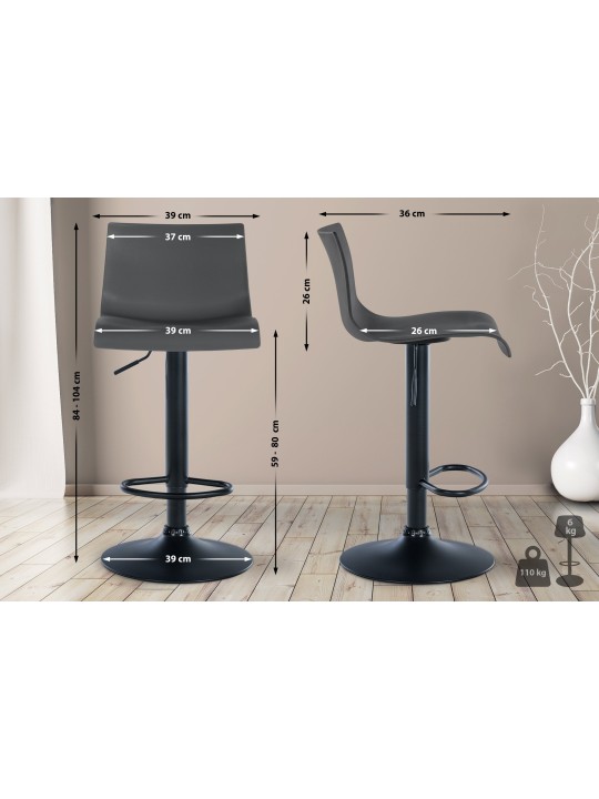 Tabouret de bar Branford plastique, gris
