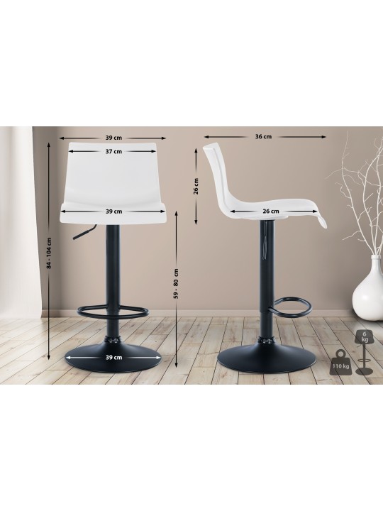 Lot de 2 tabourets de bar Branford plastique, blanc Lot de 2 tabourets de bar Branford plastique, blanc