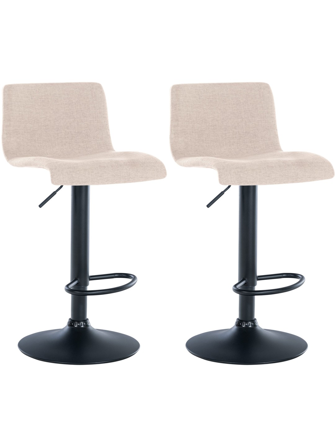 Lot de 2 tabourets de bar Branford tissu, crème