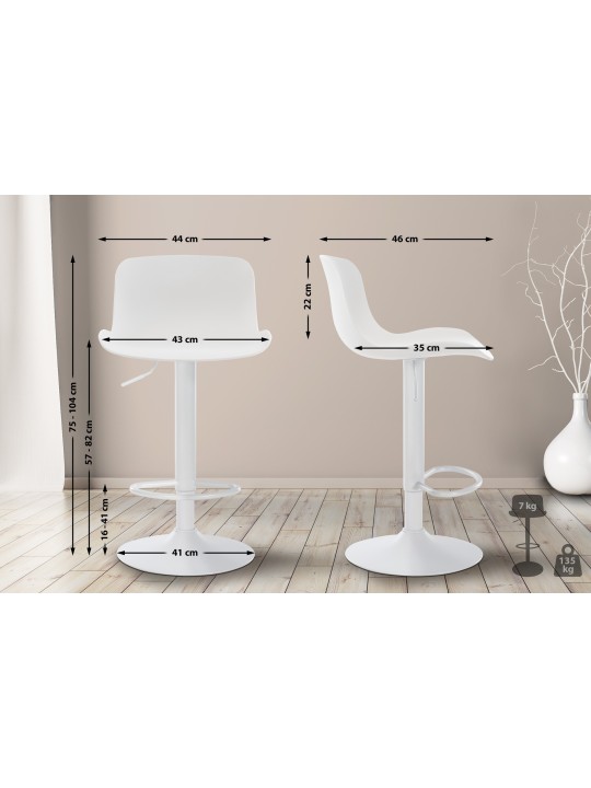 Tabouret de bar Almada, blanc