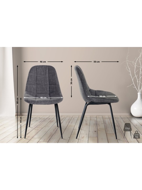 Lot de 2 chaises Tom tissu, gris clair Lot de 2 chaises Tom tissu, gris clair