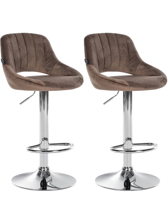 Lot de 2 tabourets de bar Milet velours C, brun Lot de 2 tabourets de bar Milet velours C, brun