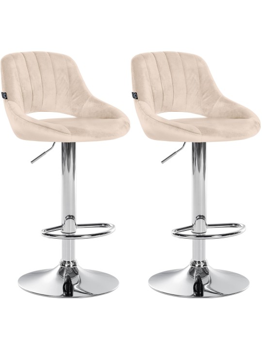 Lot de 2 tabourets de bar Milet velours C, crème Lot de 2 tabourets de bar Milet velours C, crème