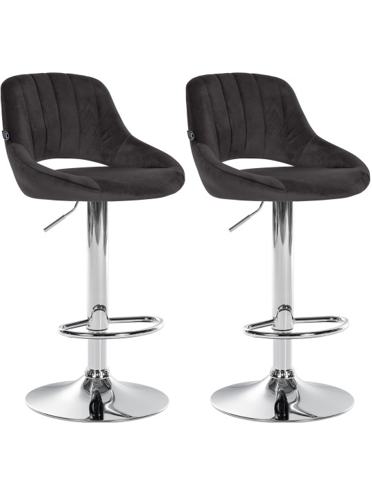 Lot de 2 tabourets de bar Milet velours C, noir Lot de 2 tabourets de bar Milet velours C, noir