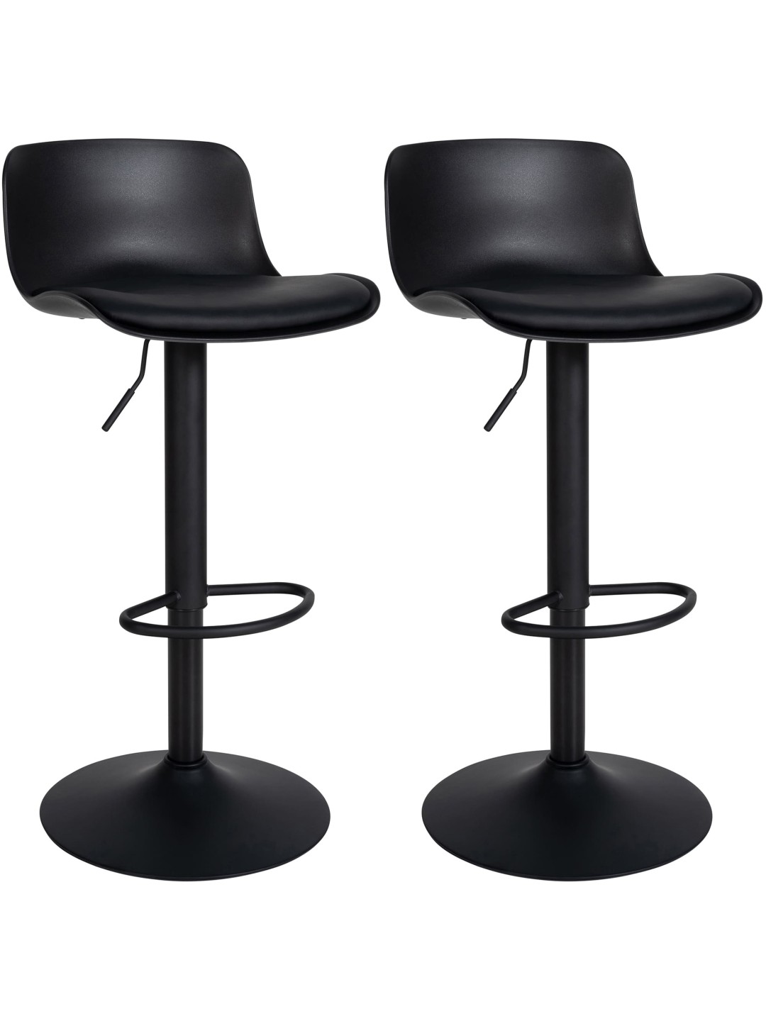Lot de 2 tabourets de bar Almada simili cuir, noir