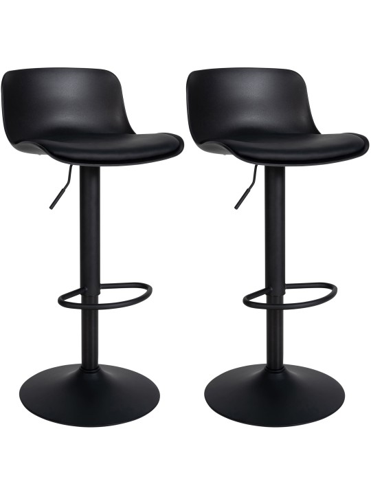 Lot de 2 tabourets de bar Almada simili cuir, noir