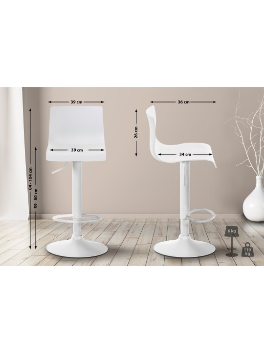 Tabouret de bar Hoover W, blanc