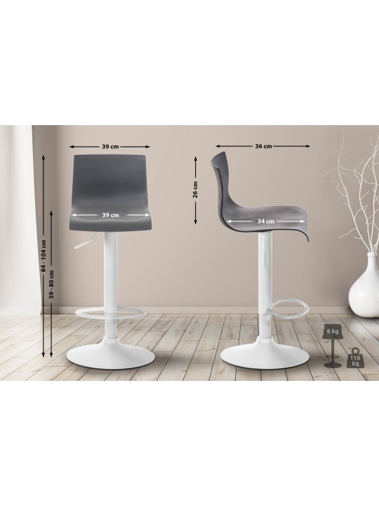 Tabouret de bar Hoover W, gris