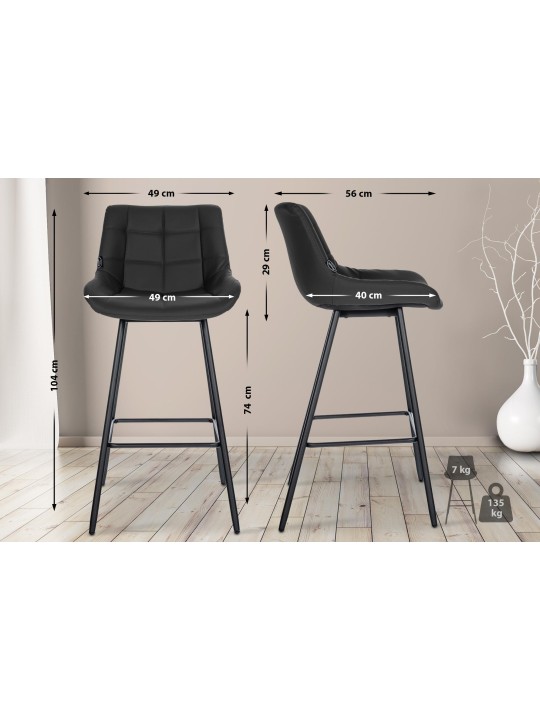 Tabouret de bar Weston simili cuir, noir Tabouret de bar Weston simili cuir, noir