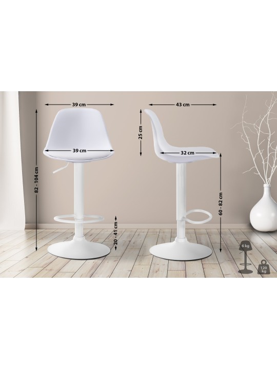 Tabouret de bar Kiel simili cuir, blanc