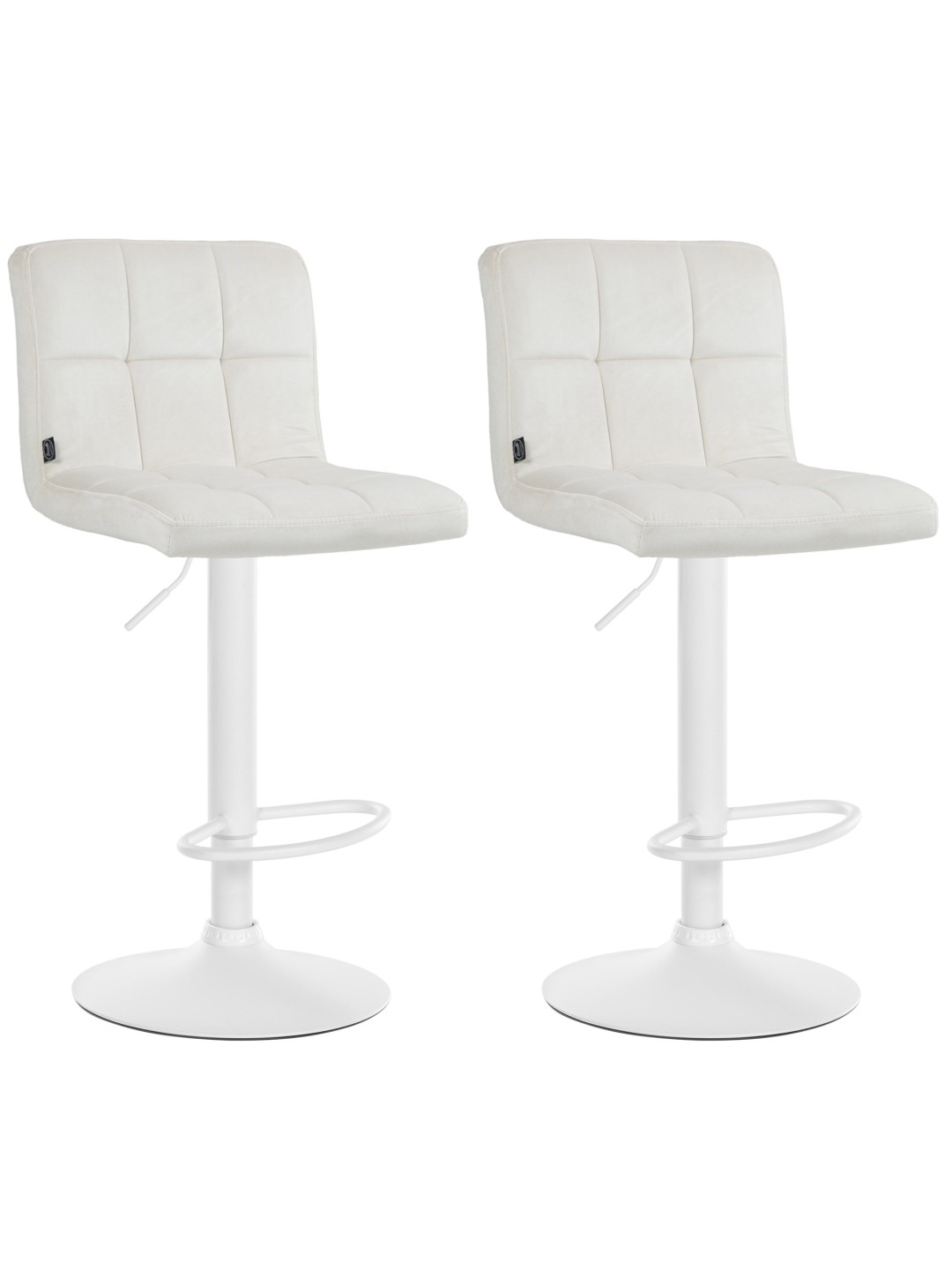 Lot de 2 tabourets de bar velours Pérou, crème