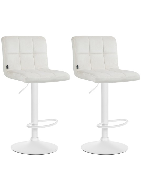 Lot de 2 tabourets de bar velours Pérou, crème