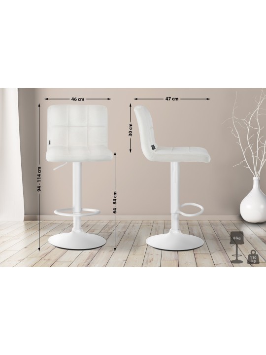 Lot de 2 tabourets de bar velours Pérou, crème