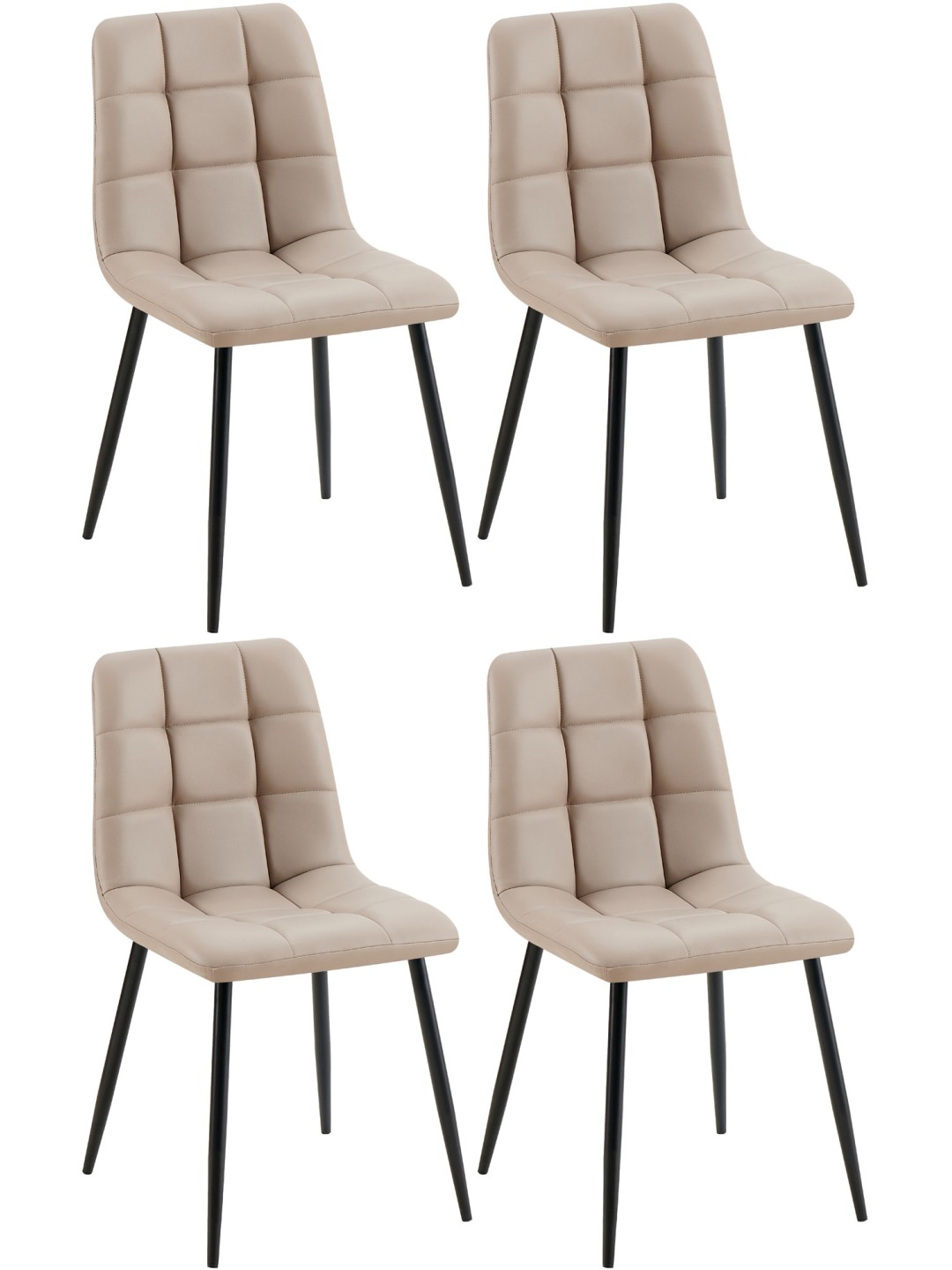 Lot de 4 chaises de salle à manger Antibes similicuir, taupe
