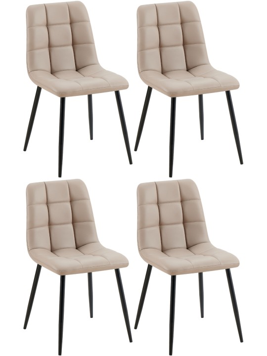 Lot de 4 chaises de salle à manger Antibes similicuir, taupe Lot de 4 chaises de salle à manger Antibes similicuir, taupe